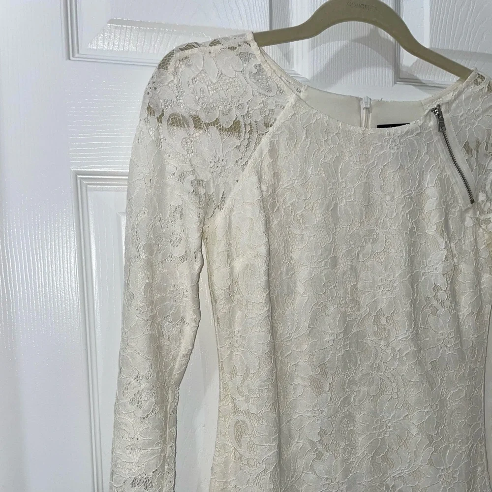 💰3 For $25 💰Armani Exchange Off White Lace Mini Dress SZ 0 - Picture 2 of 9